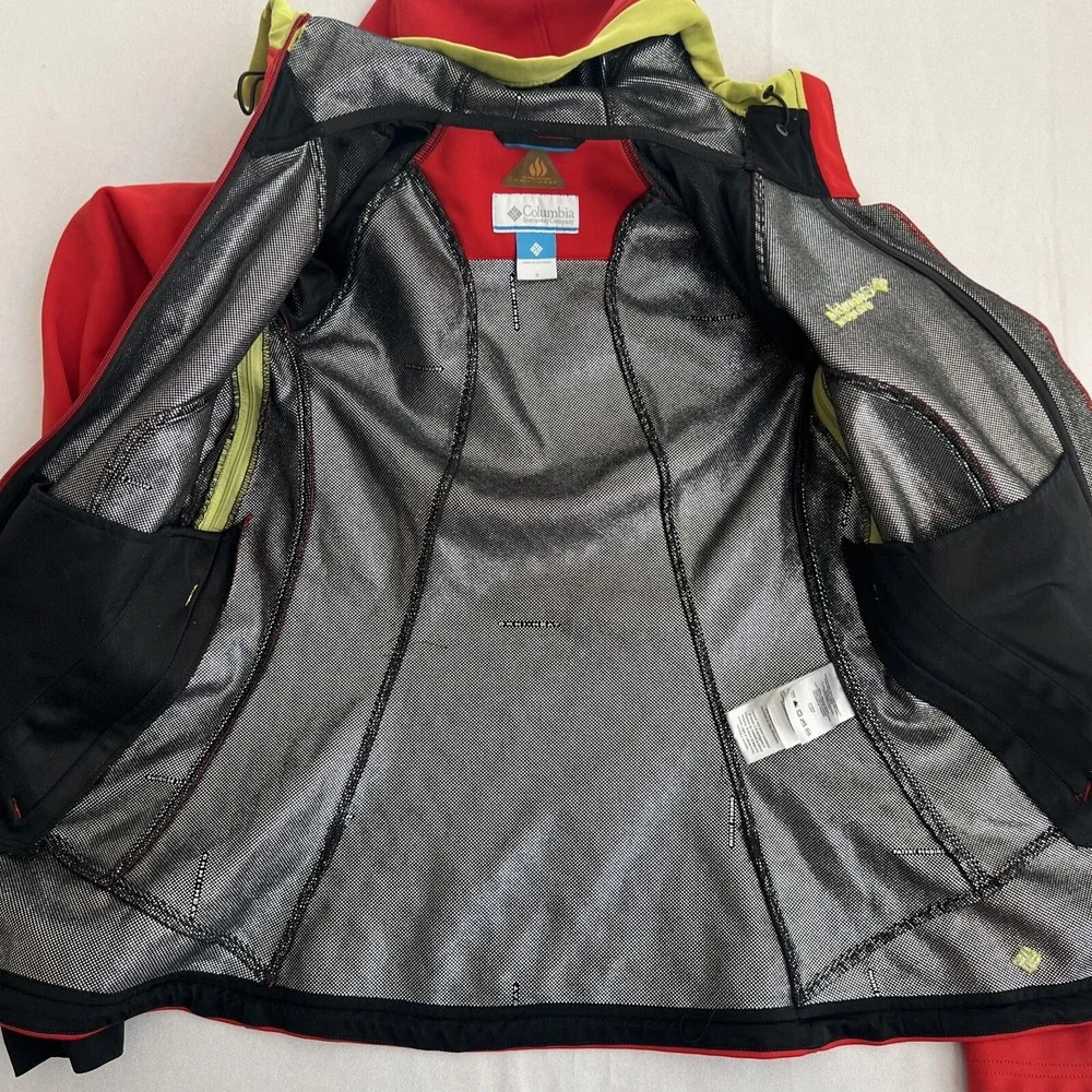 Columbia Jacket Womens Small Omni-Heat Red Hooded Coat‎ Full Zip Outerwear